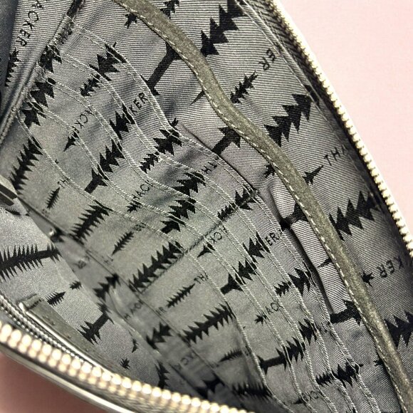 THACKER Black Suede and Metallic Silver‎ Ombré Gable Ring Wristlet Pouch